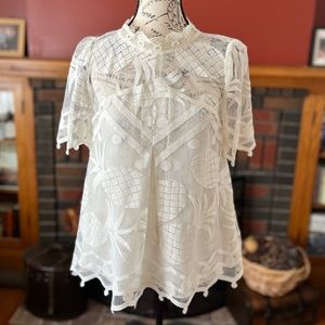 Cream coloured lace top from Anthropologie (HD in Paris)
